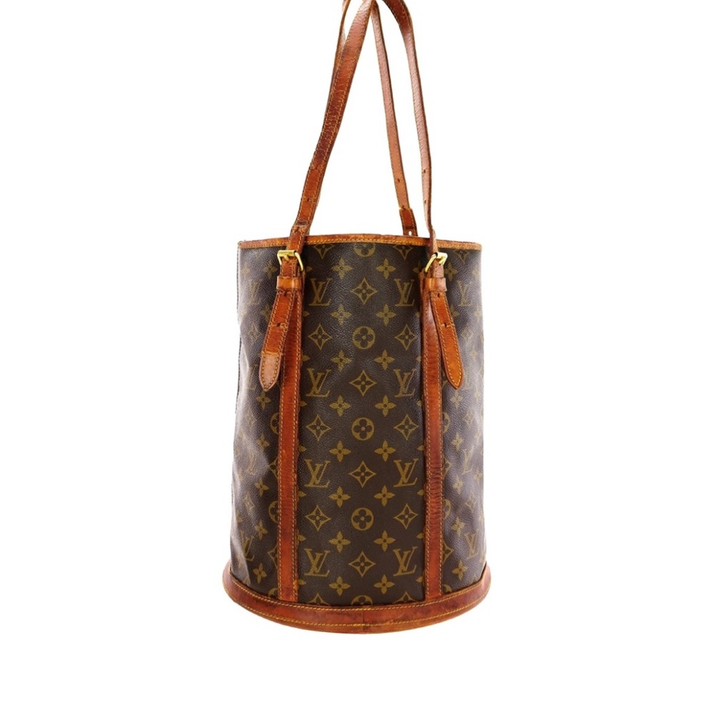 Louis Vuitton Monogram Leather Canvas Bucket Shoulder Bag in Brown and Tan